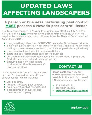 nevada department of agriculture flyer about landscapers